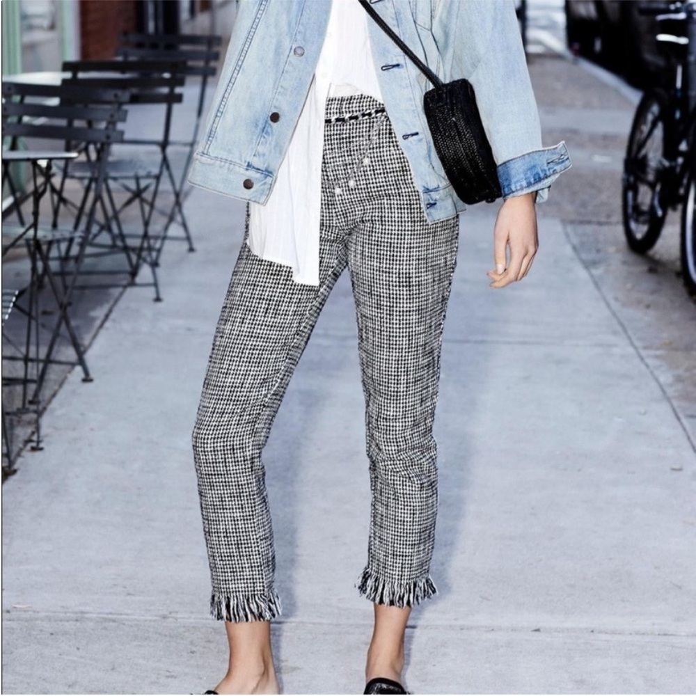 Free People Black and White Cropped Pants